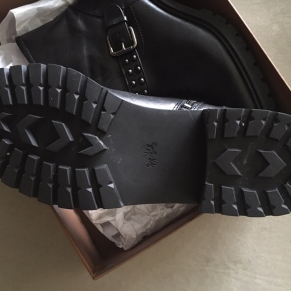 Coach New York Gianna Black Moto Leather Ankle Boots - Picture 4 of 8